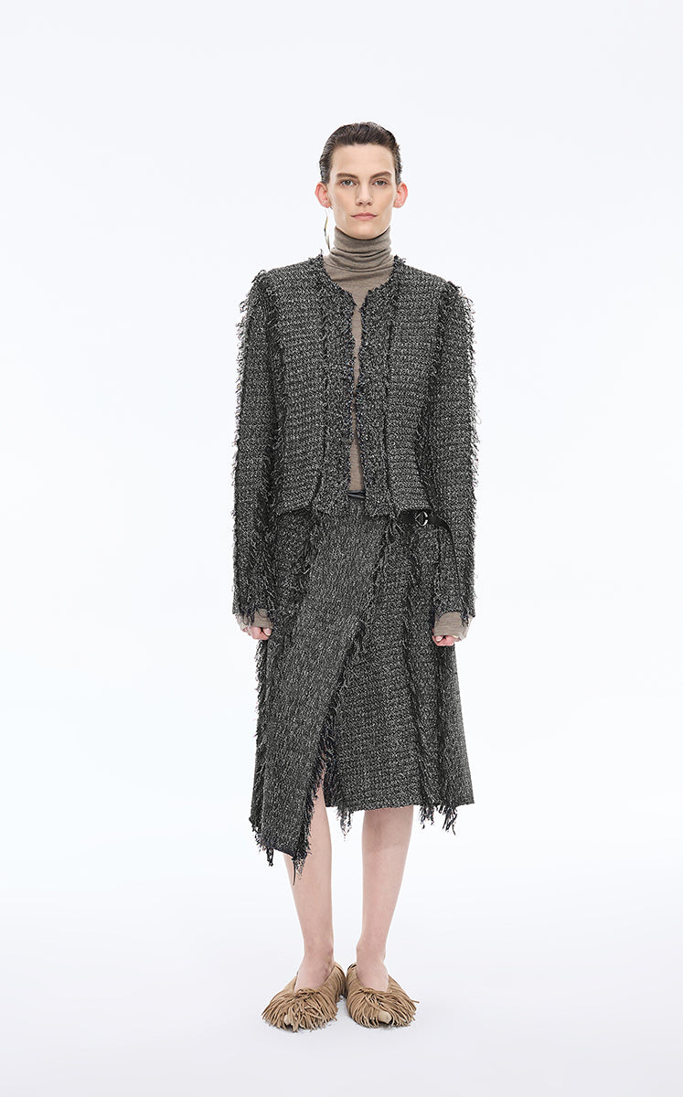 Sweater / JNBY Cropped Fitted Linen Blend Cardigan