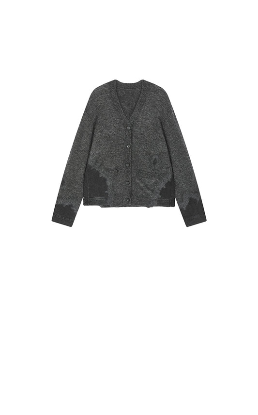Sweater / JNBY  O-Shape Knitted Denim Panel Cardigan