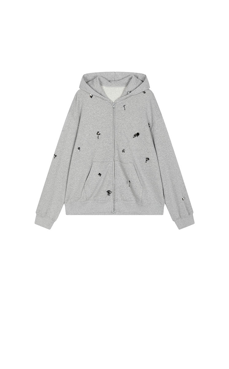 Sweatershirt / JNBY Oversized Cotton Zip-Up Hoodie