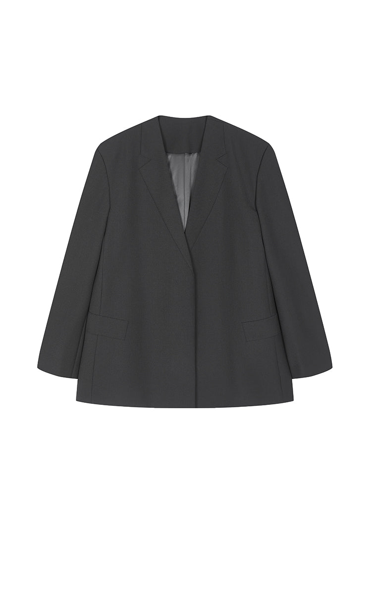 Blazer / JNBY Oversized Wool-Blend Collarless Blazer
