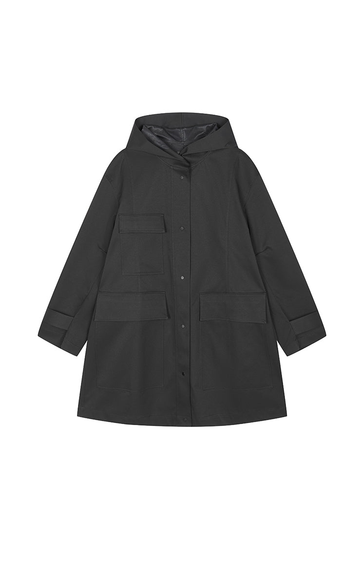 Trench Coat / JNBY Oversized A-Line Long Hooded Trench