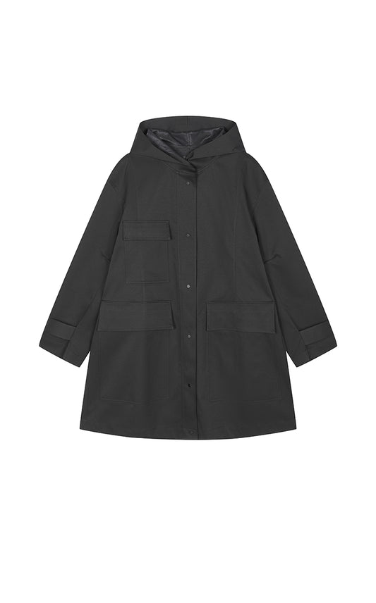 Trench Coat / JNBY Oversized A-Line Long Hooded Trench