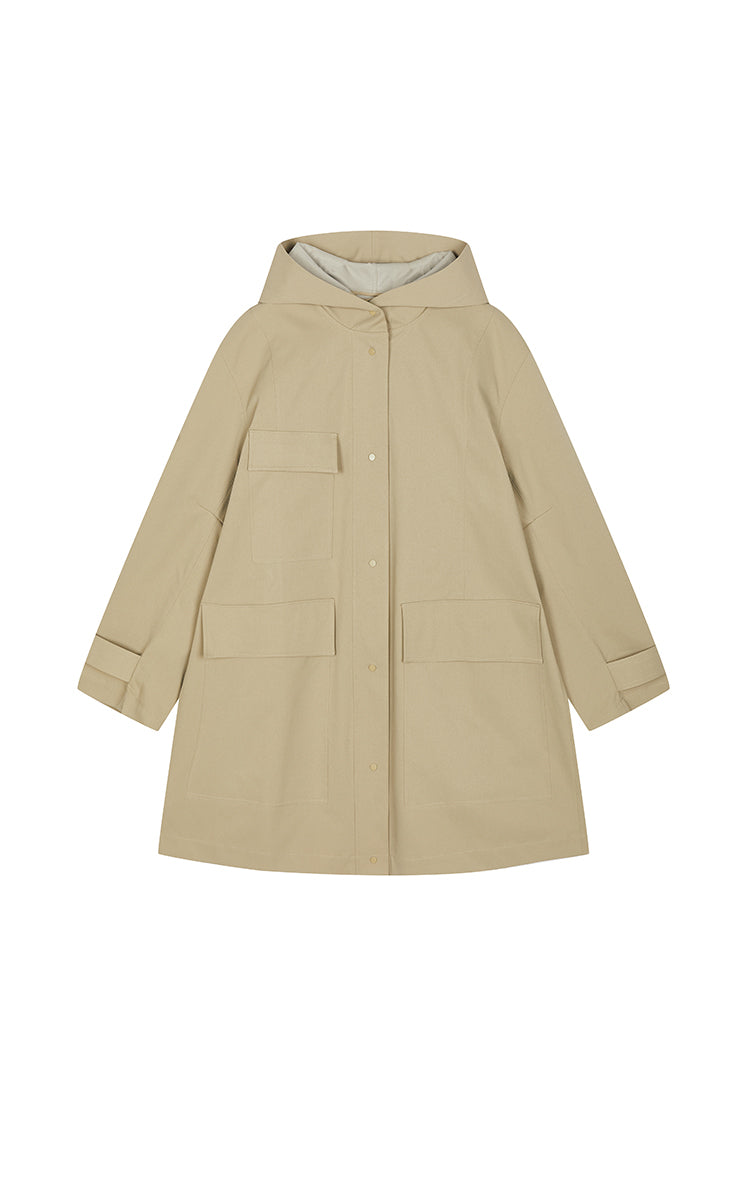 Trench Coat / JNBY Oversized A-Line Long Hooded Trench