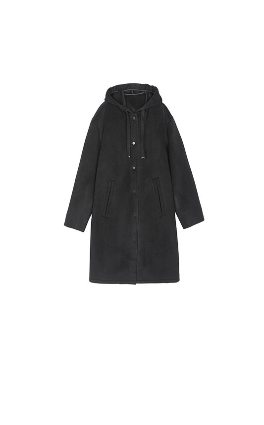 Coat / JNBY Longline Hooded Wool Blend Coat