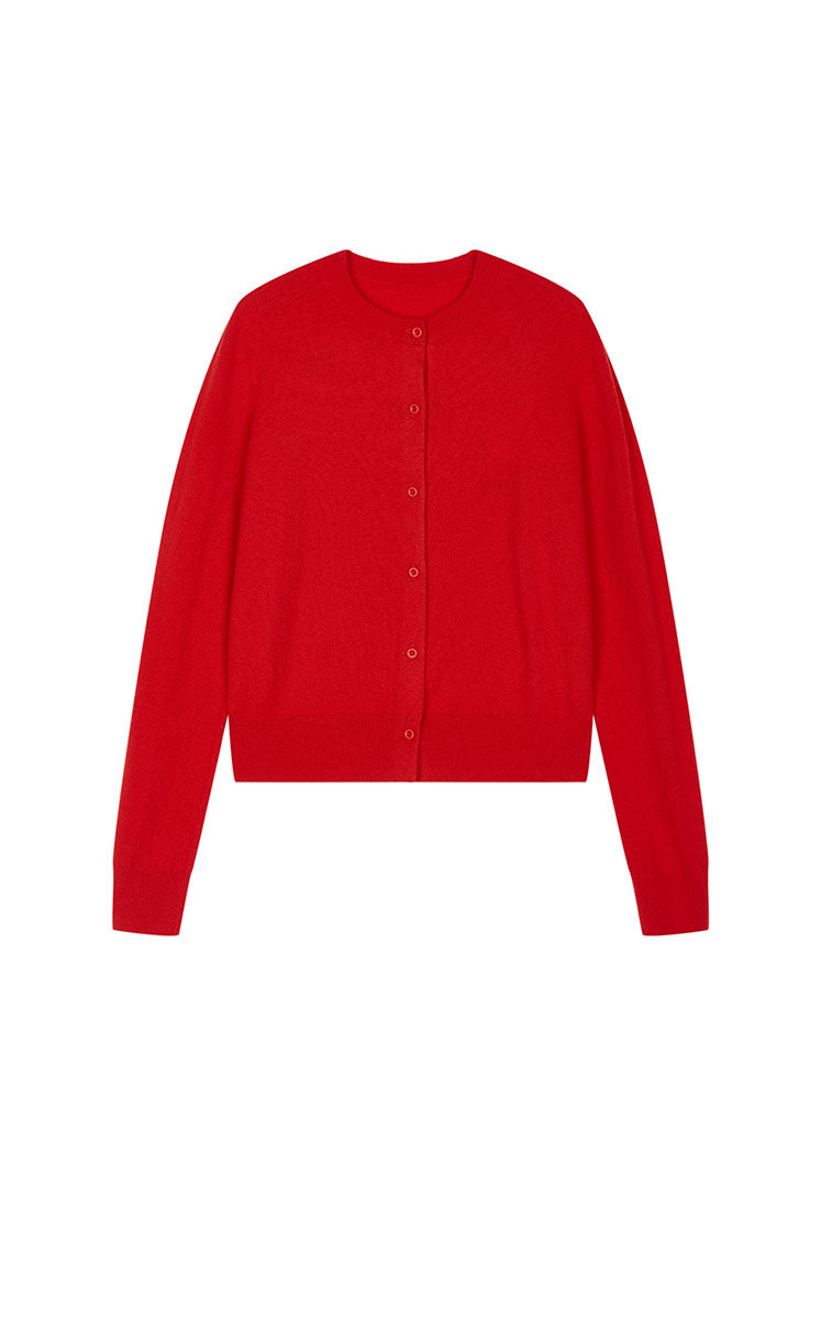 Sweater / JNBY Crew Neck Wool-Cashmere Short Cardigan