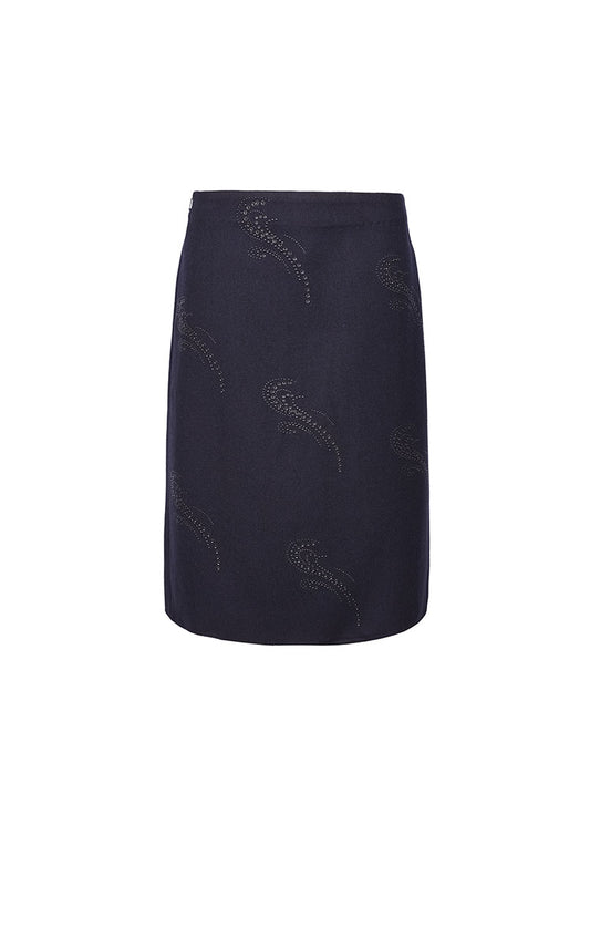 Skirt / JNBY Wool-Blend Embellished Midi Skirt