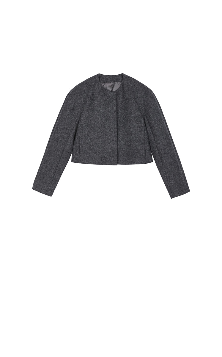 Coat / JNBY Rounded Shoulder Cropped Double-Face Coat