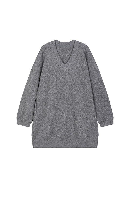 Dress / JNBY V-neck Long-Sleeve Cotton-Blend Dress