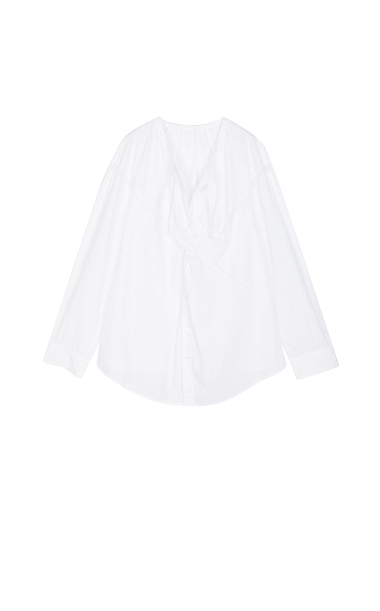Shirt / JNBY Lace Panel Cotton Relaxed Long Sleeve Shirt