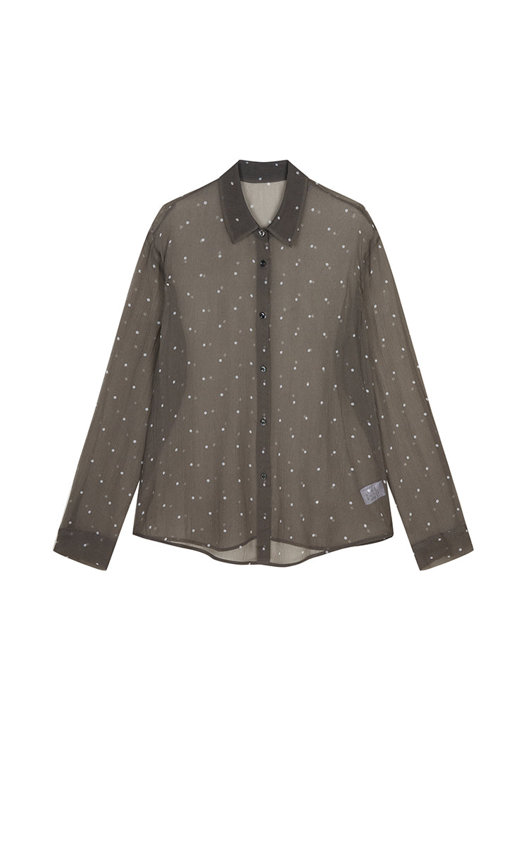 Shirt / JNBY Silk Polka Dot Relaxed Long Shirt