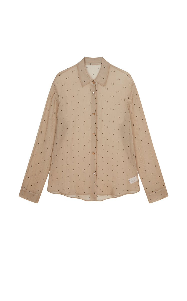 Shirt / JNBY Silk Polka Dot Relaxed Long Shirt