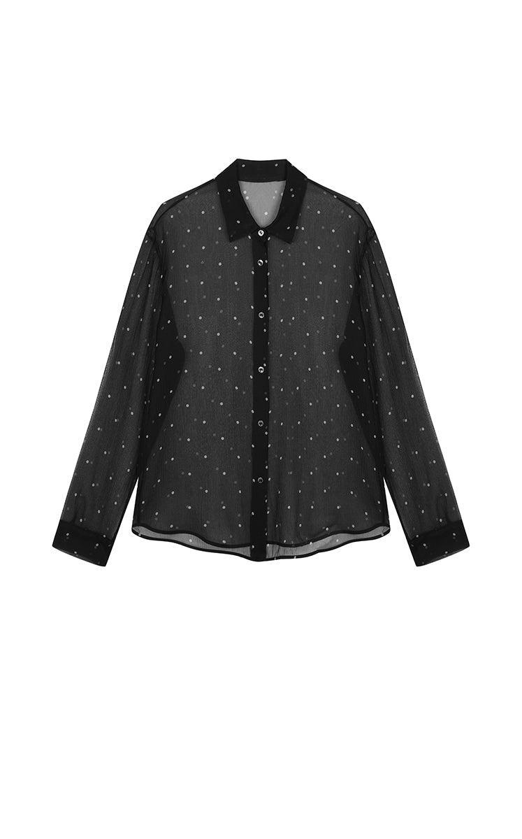 Shirt / JNBY Silk Polka Dot Relaxed Long Shirt