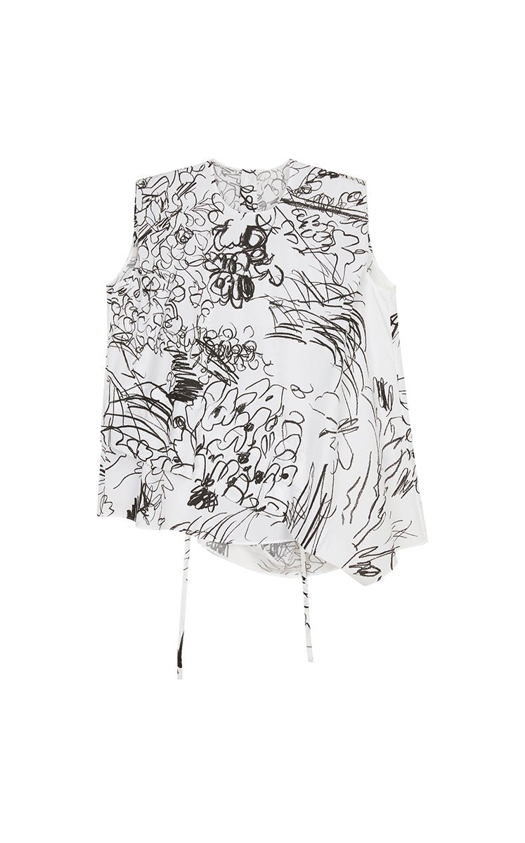 Top / JNBY Printed Cotton Sleeveless Structured Top