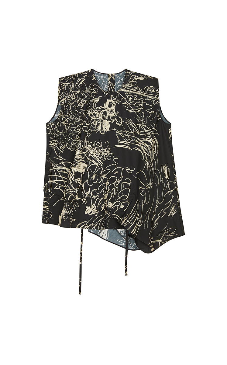 Top / JNBY Printed Cotton Sleeveless Structured Top