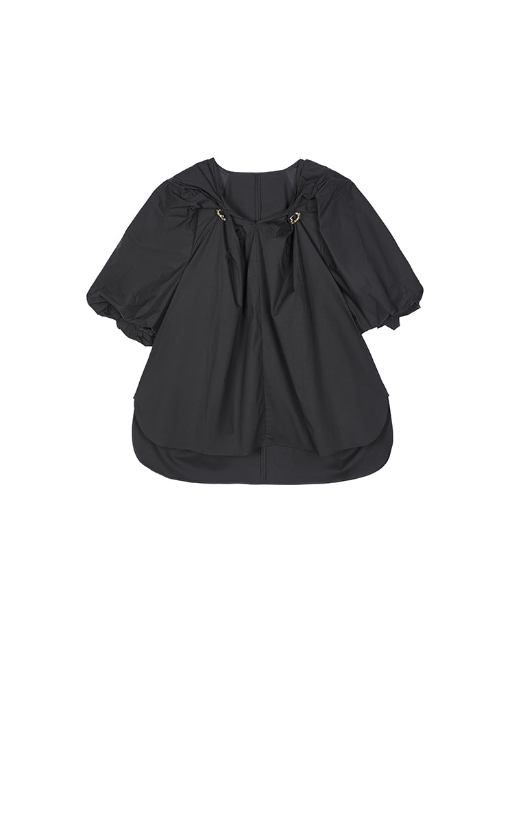 Top / JNBY Stretch Cotton Poplin V-Neck Shirt