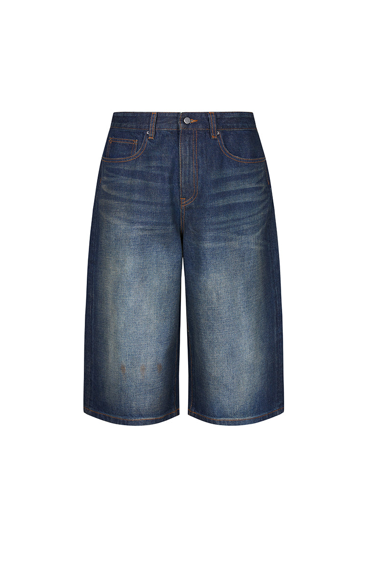 Pants / JNBY Washed Cropped Wide-Leg Denim Pants