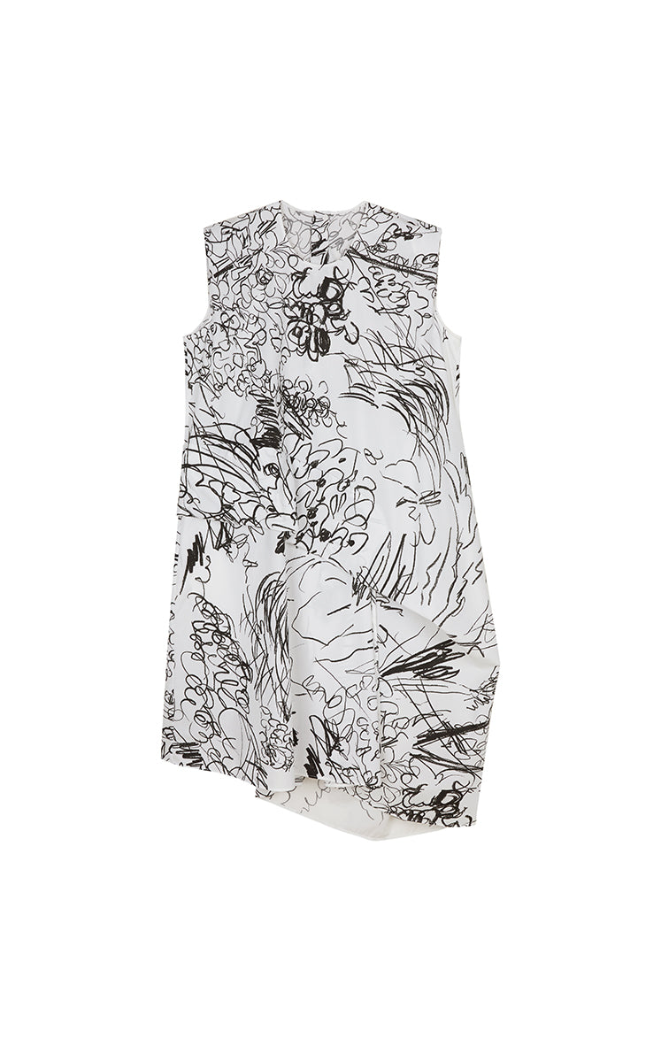 Dress / JNBY Hand-Drawn Floral Cotton Sleeveless Dress