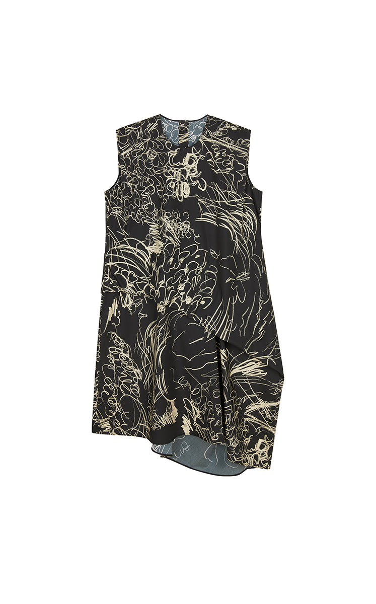 Dress / JNBY Hand-Drawn Floral Cotton Sleeveless Dress
