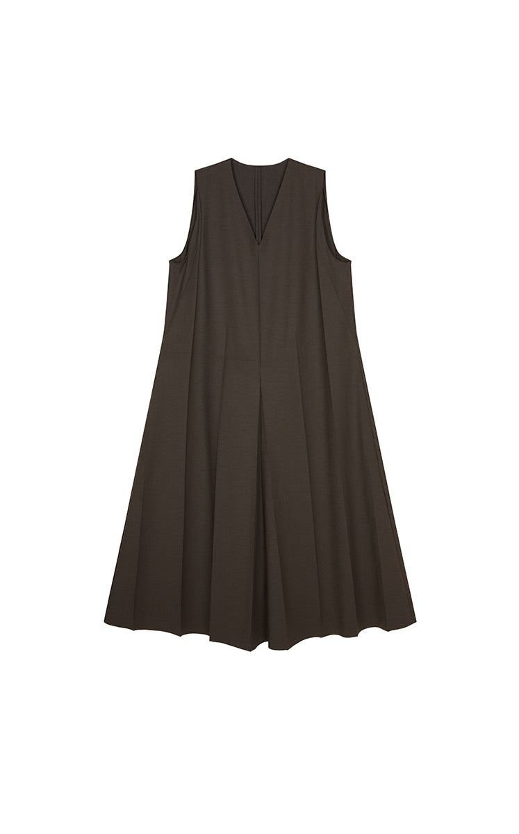 Dress / JNBY V-Neck Pleated Maxi Dress