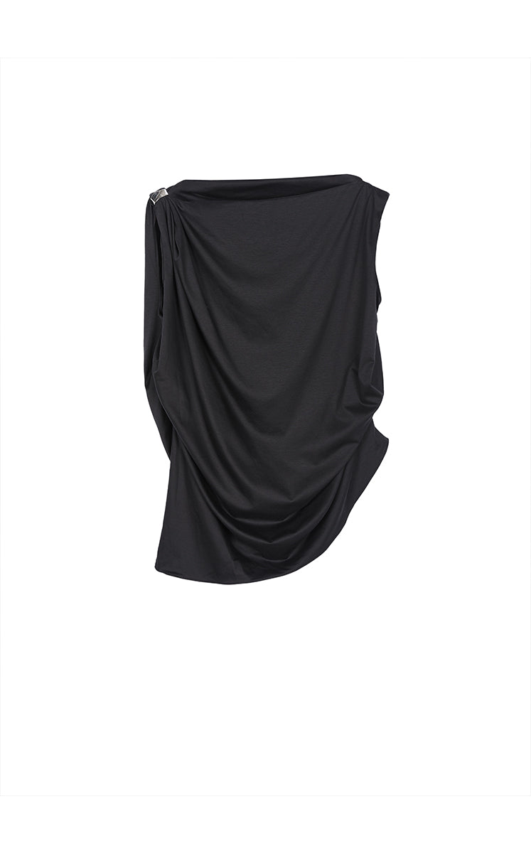 T-Shirt / JNBY Silk-Blend Draped Sleeveless T-Shirt