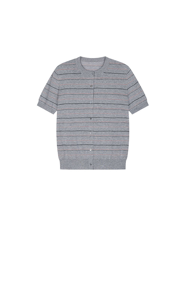 Cardigan / JNBY Cotton Stripe Short Sleeve Knit