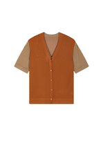 Cardigan / JNBY Color-Block Layered Two-Piece Cropped Knit Cardigan