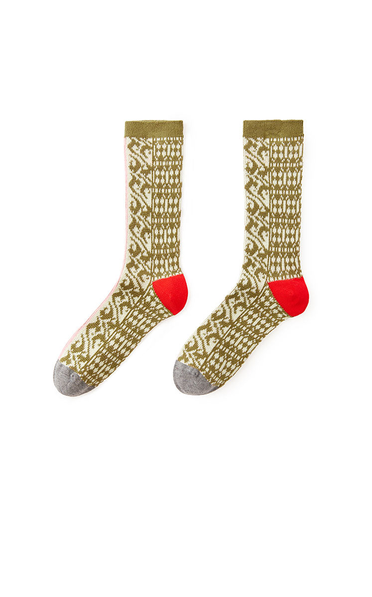 Socks / JNBY Mid-Calf Patterned Cotton Socks Beige M