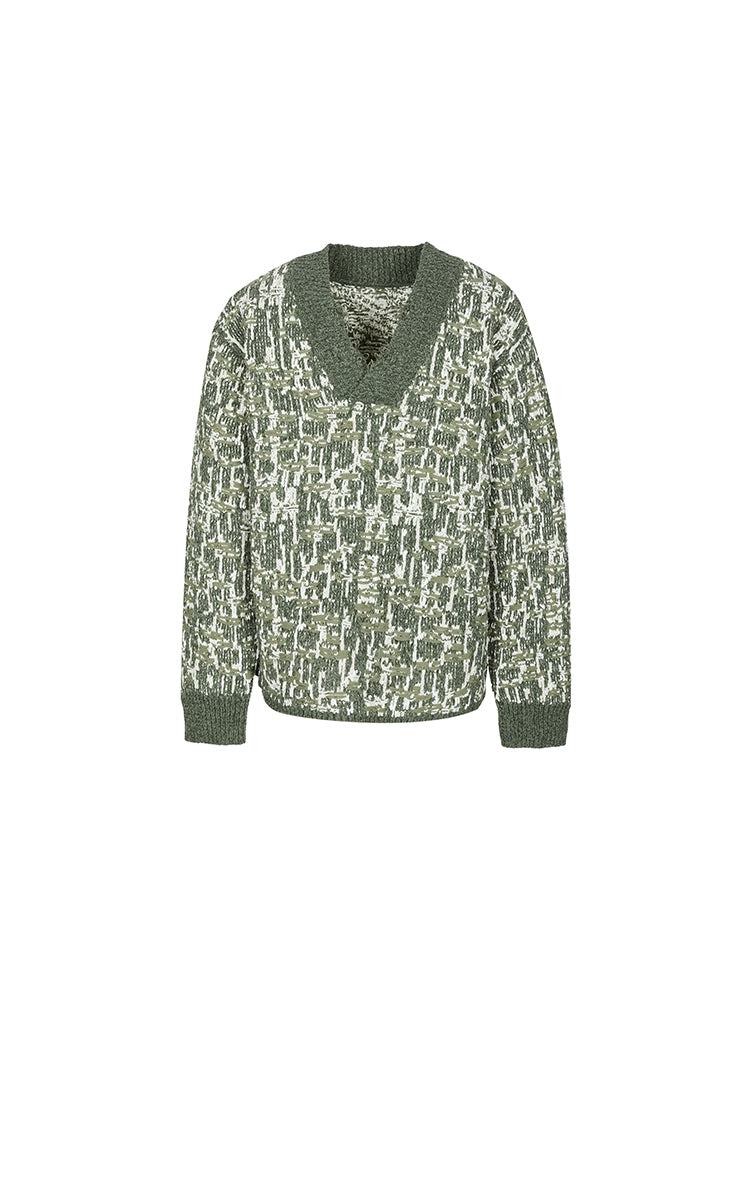 Sweater / CROQUIS Textured Jacquard V-Neck Sweater
