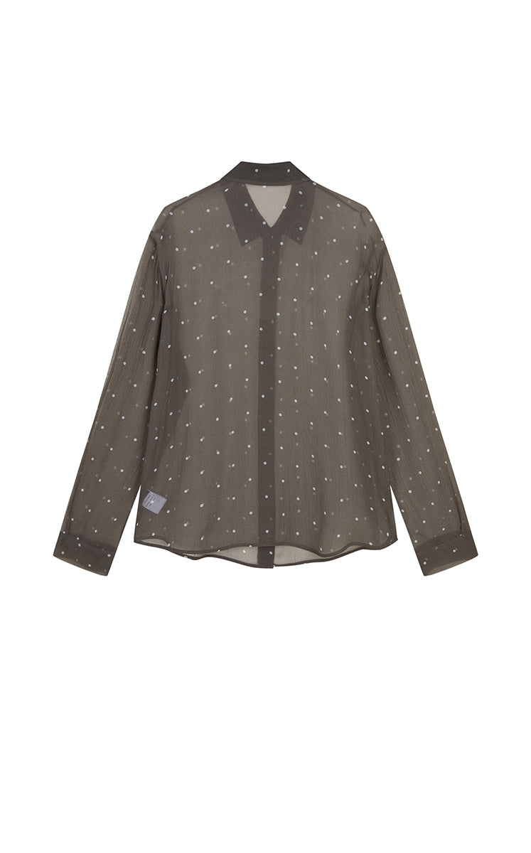 Shirt / JNBY Silk Polka Dot Relaxed Long Shirt