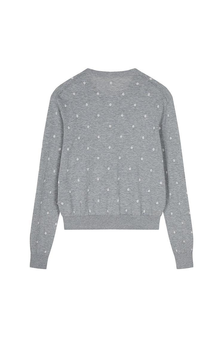 Sweater / JNBY Polka Dot Cropped Cotton Blend Cardigan