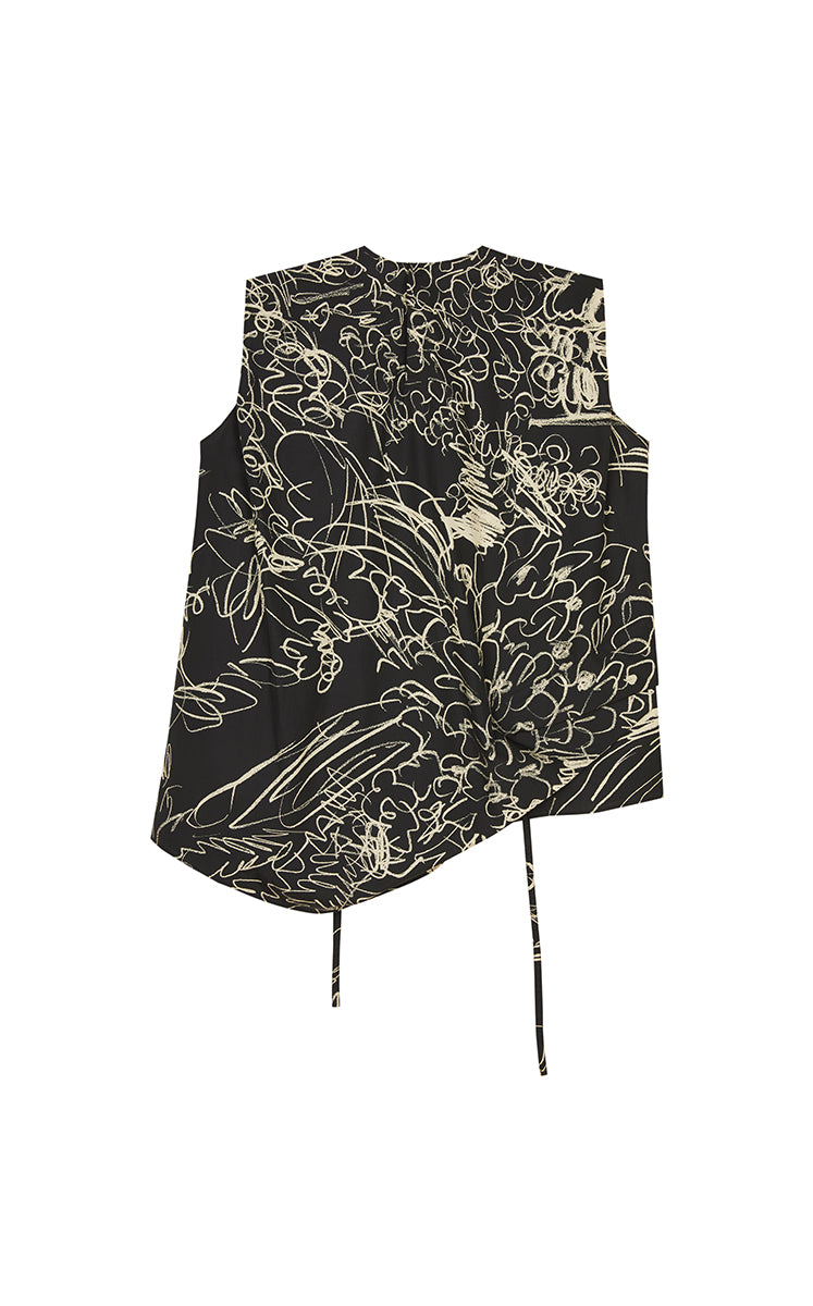 Top / JNBY Printed Cotton Sleeveless Structured Top