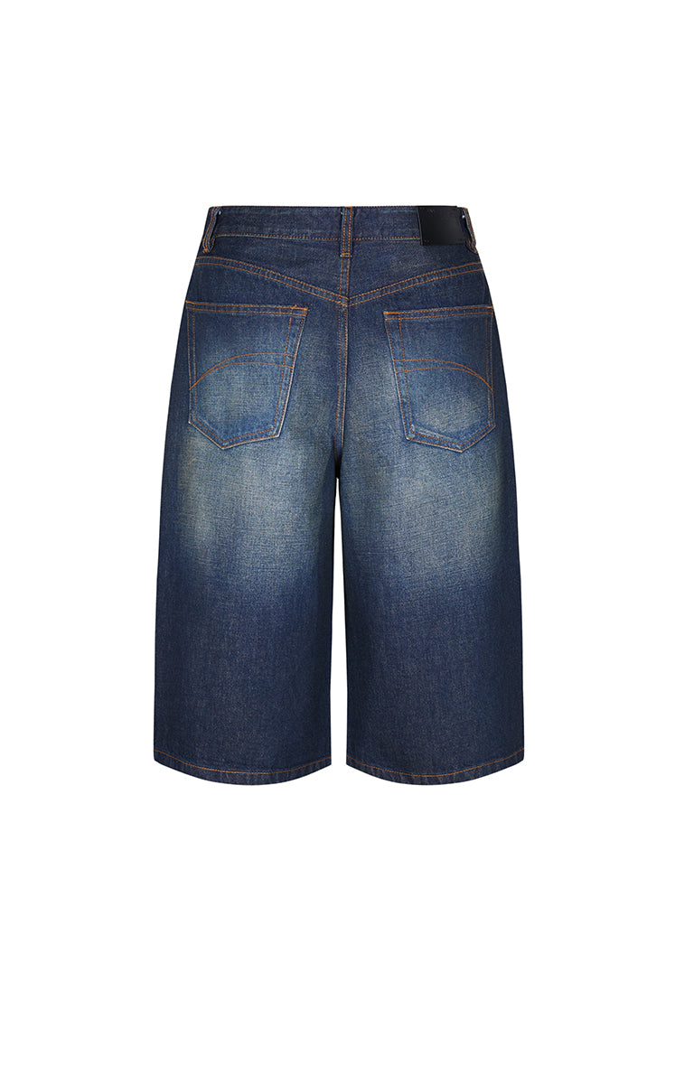 Pants / JNBY Washed Cropped Wide-Leg Denim Pants