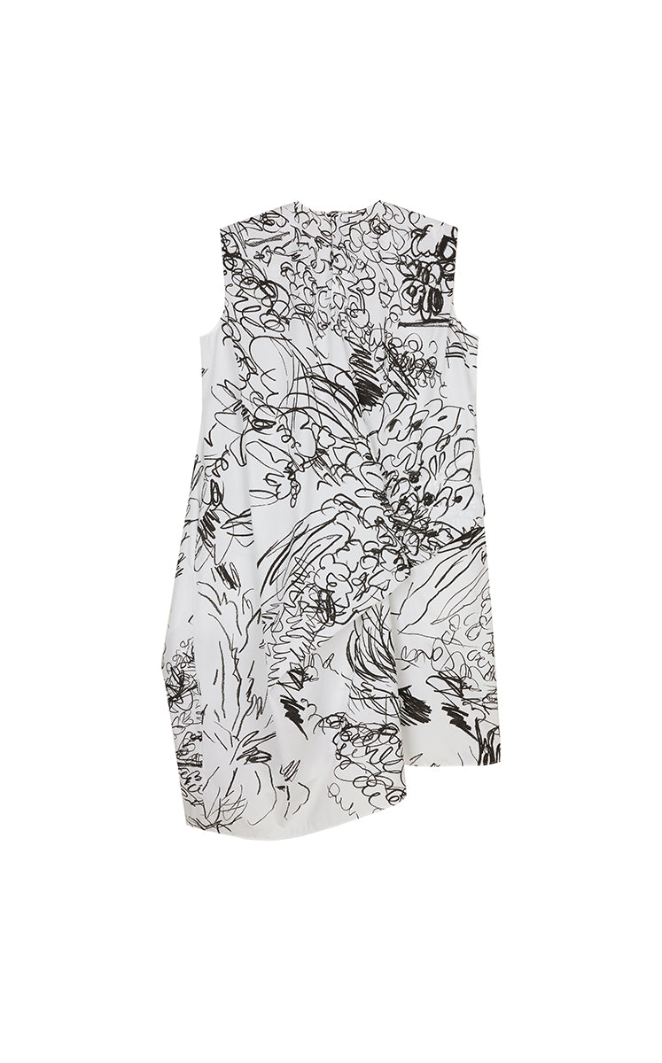 Dress / JNBY Hand-Drawn Floral Cotton Sleeveless Dress
