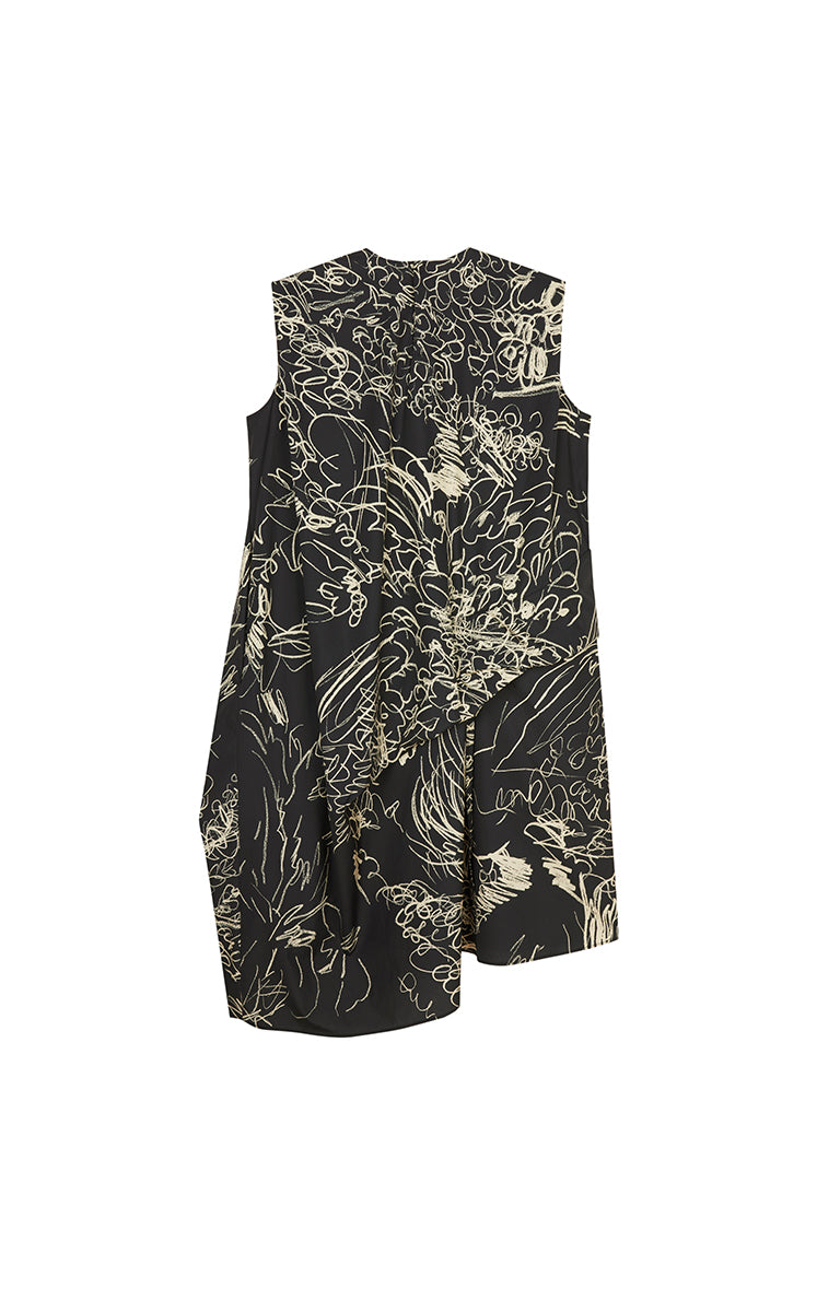 Dress / JNBY Hand-Drawn Floral Cotton Sleeveless Dress