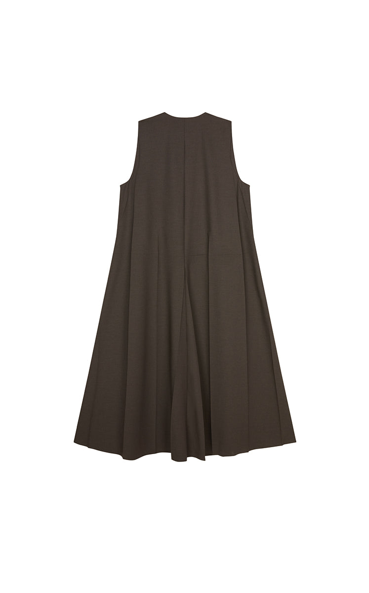 Dress / JNBY V-Neck Pleated Maxi Dress