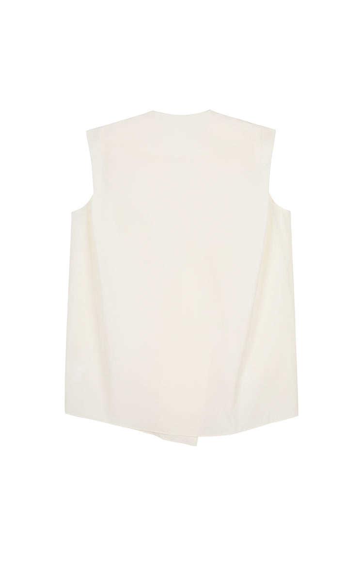 Top / JNBY Ruched Cotton Poplin Sleeveless Top