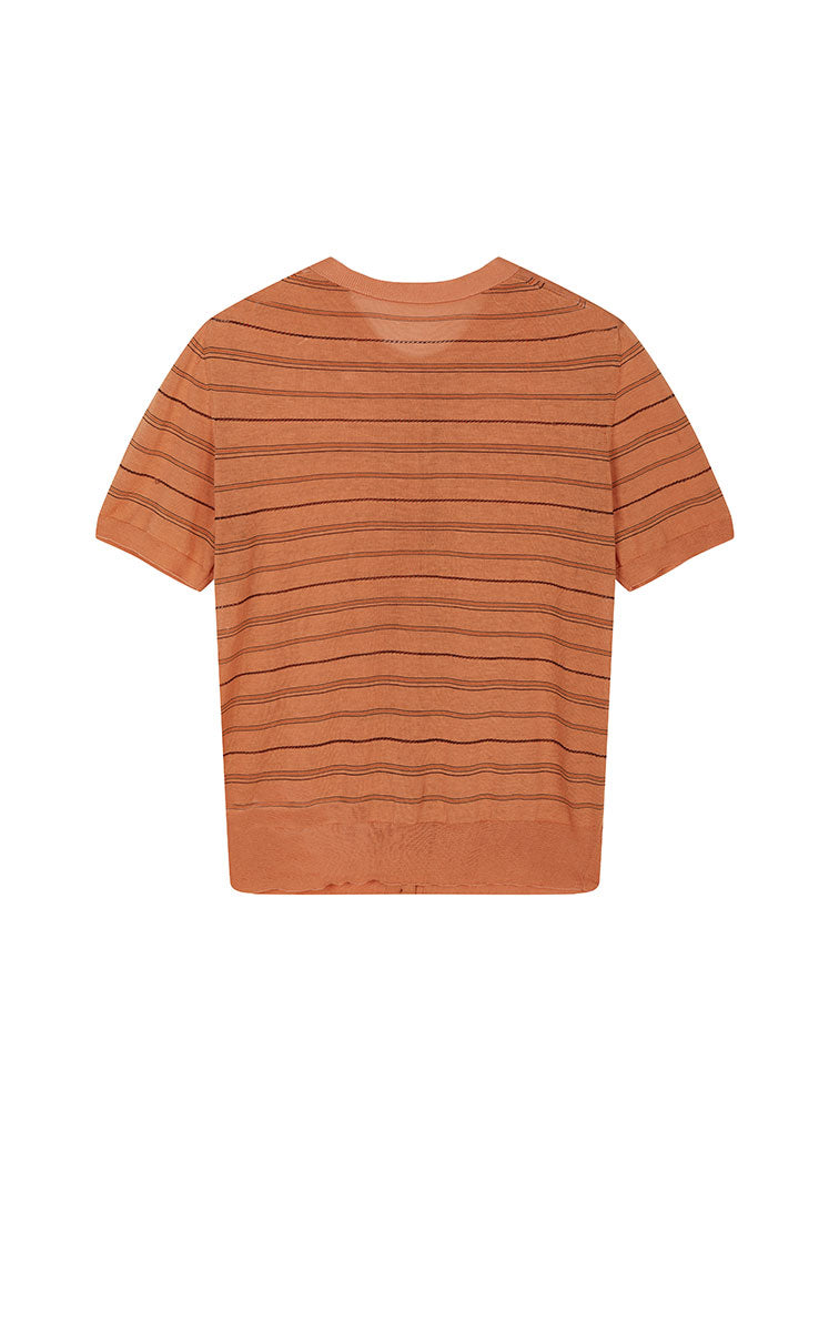 Cardigan / JNBY Cotton Stripe Short Sleeve Knit