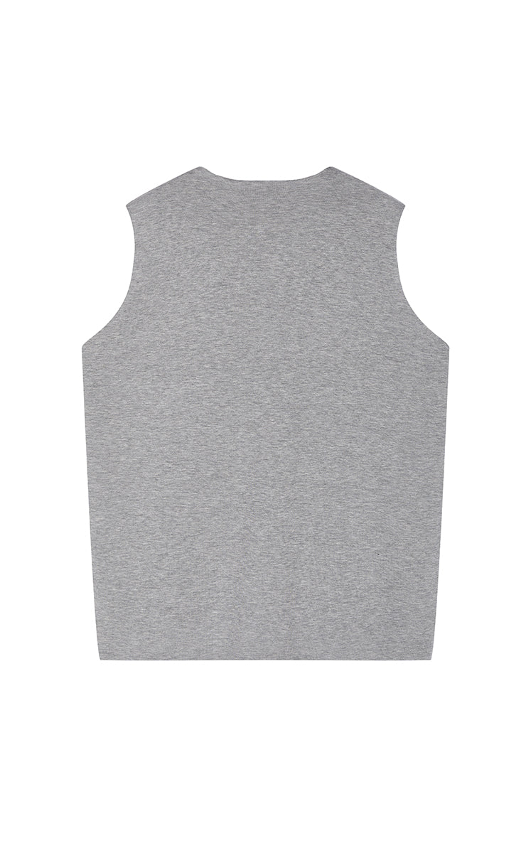 Knit Top / JNBY Deep V Cotton Blend Folded Waist Slim Vest