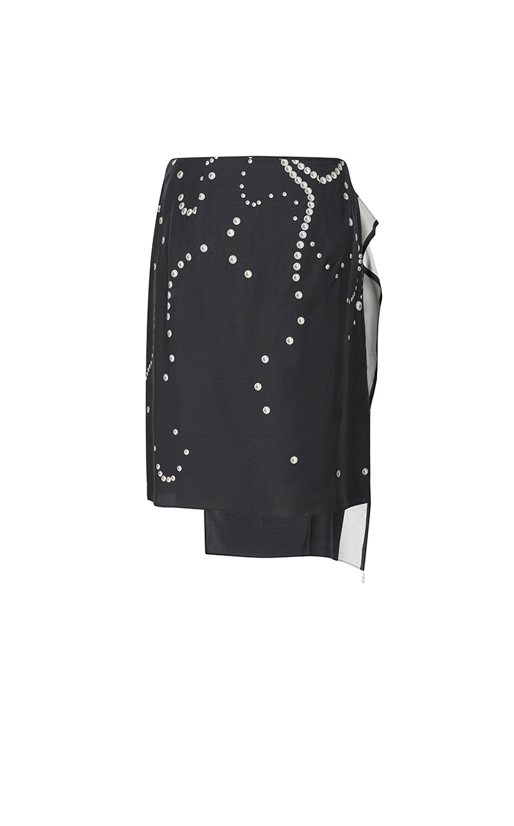 Skirt / JNBY Pearl Print Wrap Effect Waist Skirt