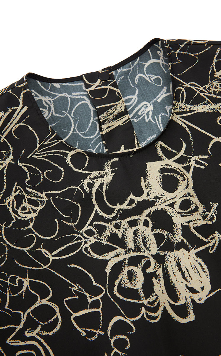Dress / JNBY Hand-Drawn Floral Cotton Sleeveless Dress