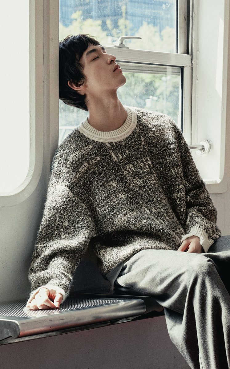 Sweater / CROQUIS Gold-Jacquard Gradient Check Sweater