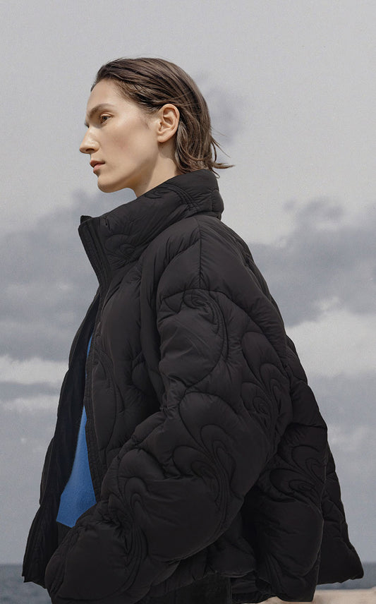 Down Coat / JNBY Quilted Stand Collar Short Down Coat