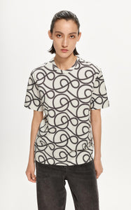 T-Shirt / JNBY Print Pattern Round Neck Short Sleeve T-Shirt (100% Cotton)