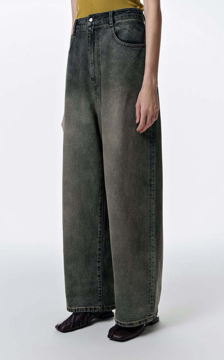 Pants / JNBY Cool Casual Washed Wide-leg Jeans(100% cotton)