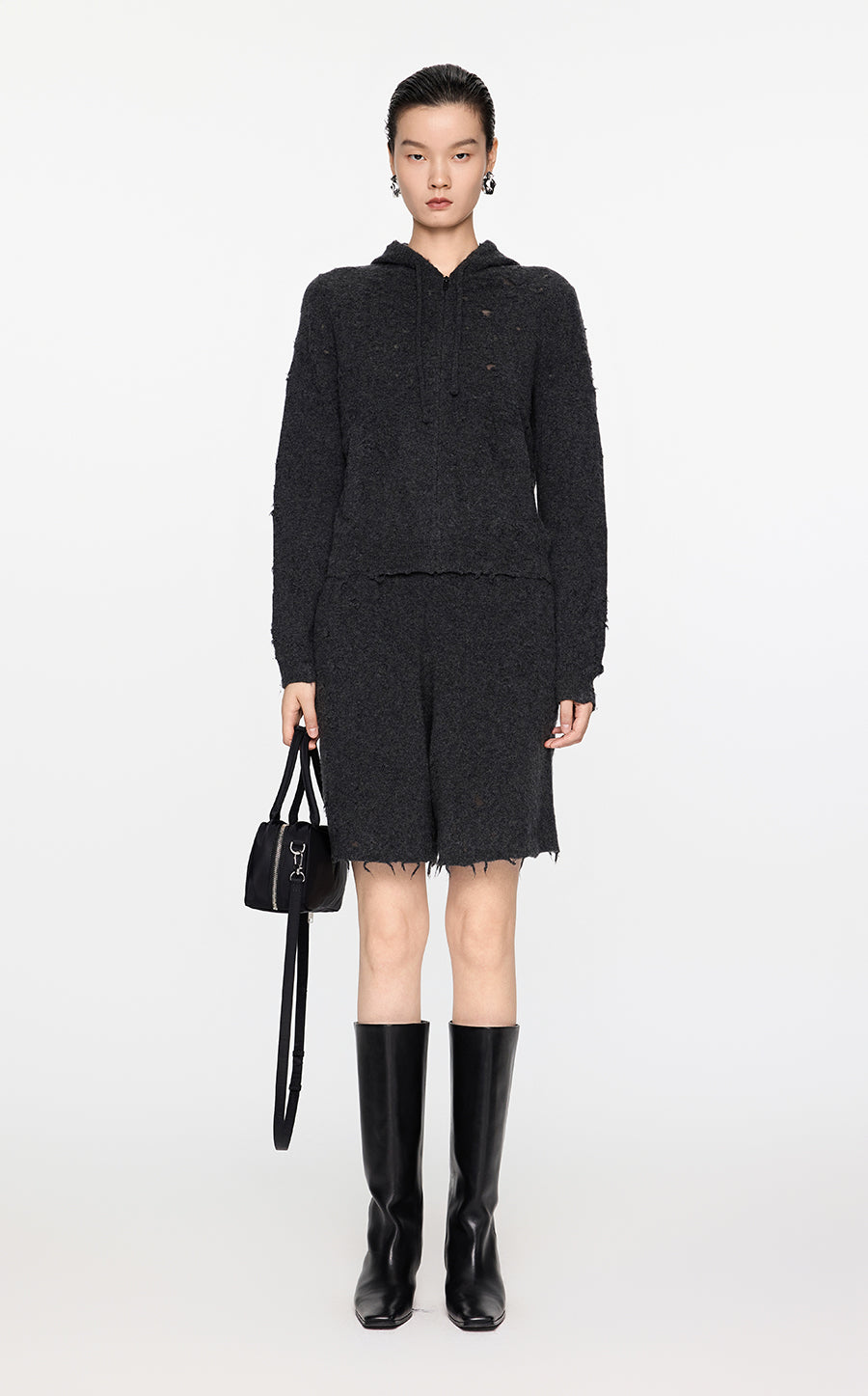 Sweater / JNBY Cropped Wool-Blend Cardigan Sweater