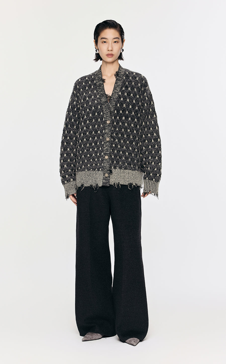 Sweater / JNBY Collarless Loose Mid-Length Cardigan