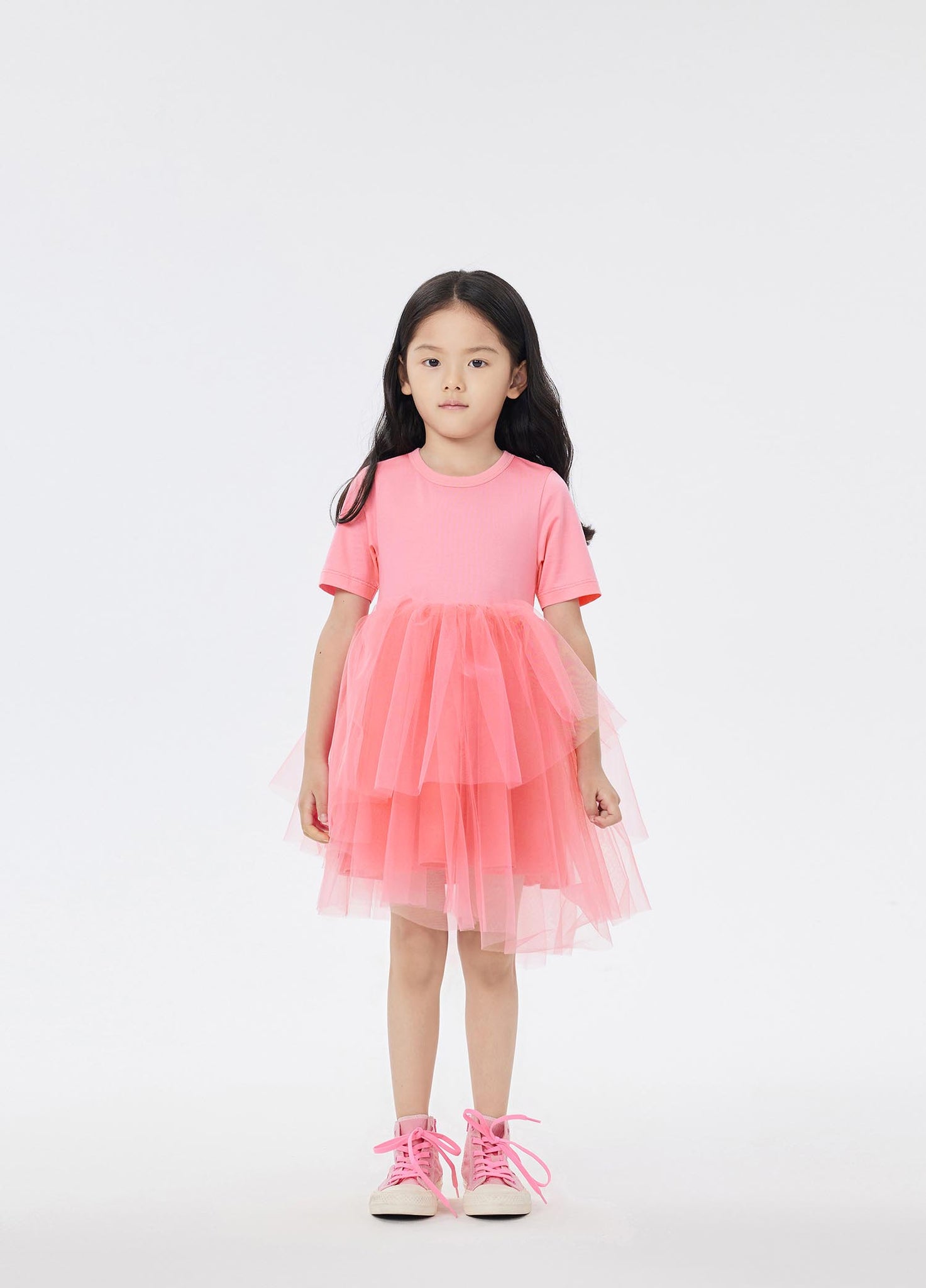 Dresses / jnby by JNBY Patchwork Asymmetric Short Sleeve Gauze Dress