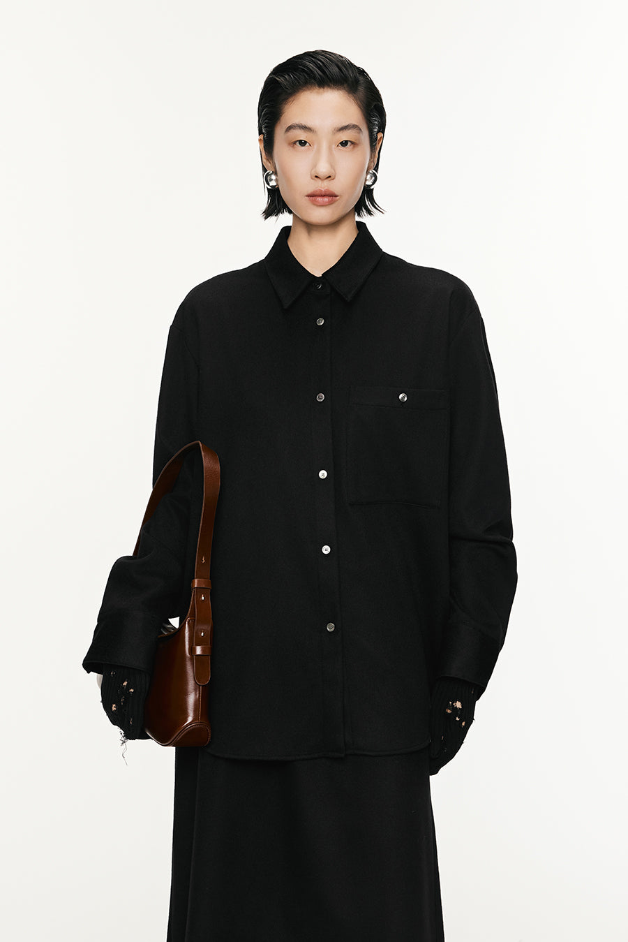 Coat / JNBY Oversize Wool-Cashmere Shirt Jacket