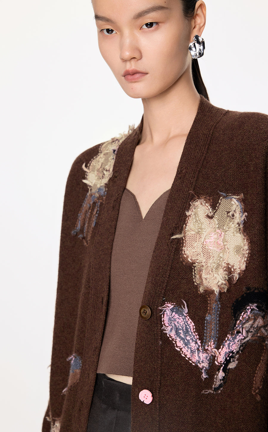 Sweater / JNBY  Floral Pattern V-neck Cardigan