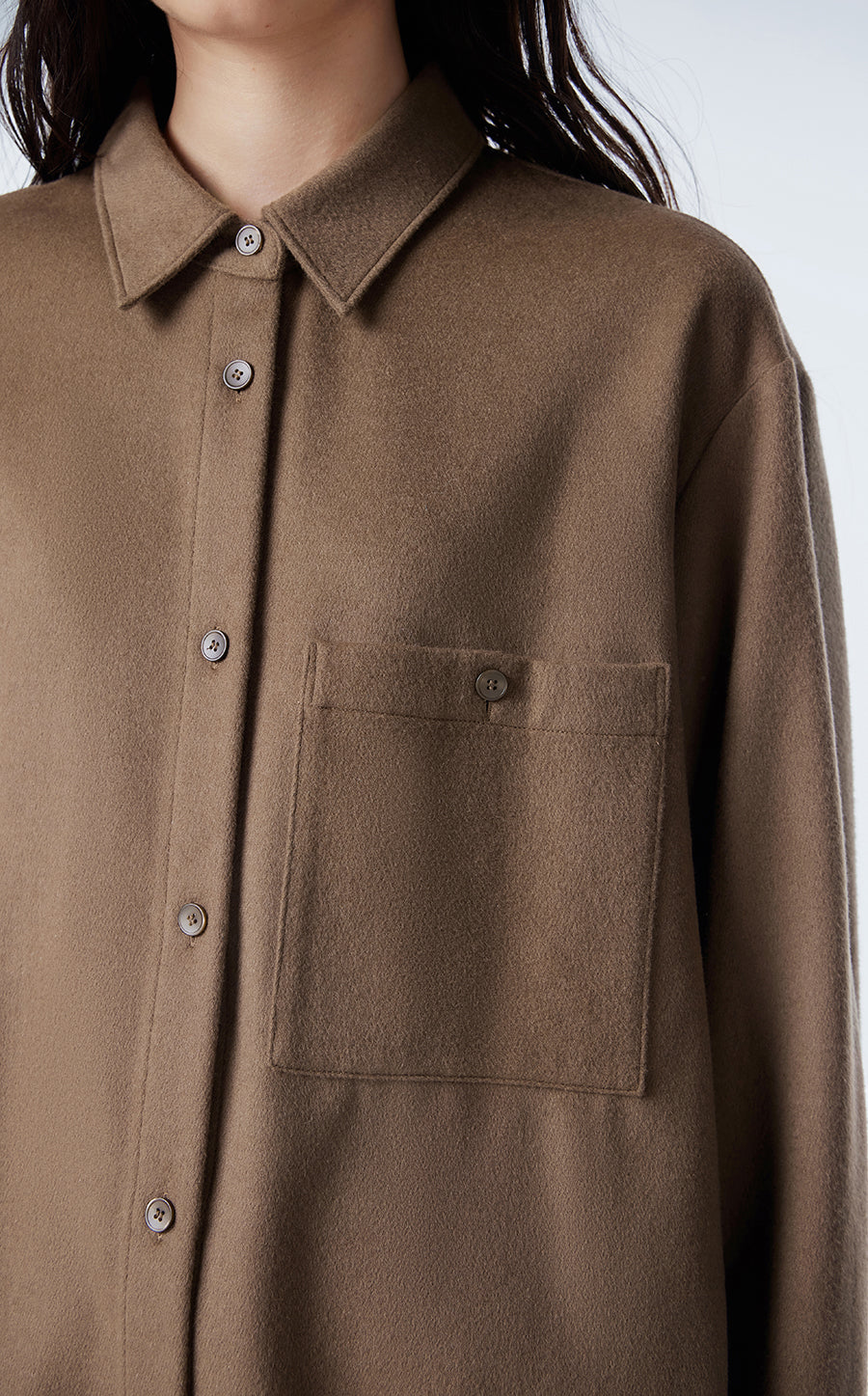 Coat / JNBY Cropped Wool-blend cashmere  Shirt Jacket